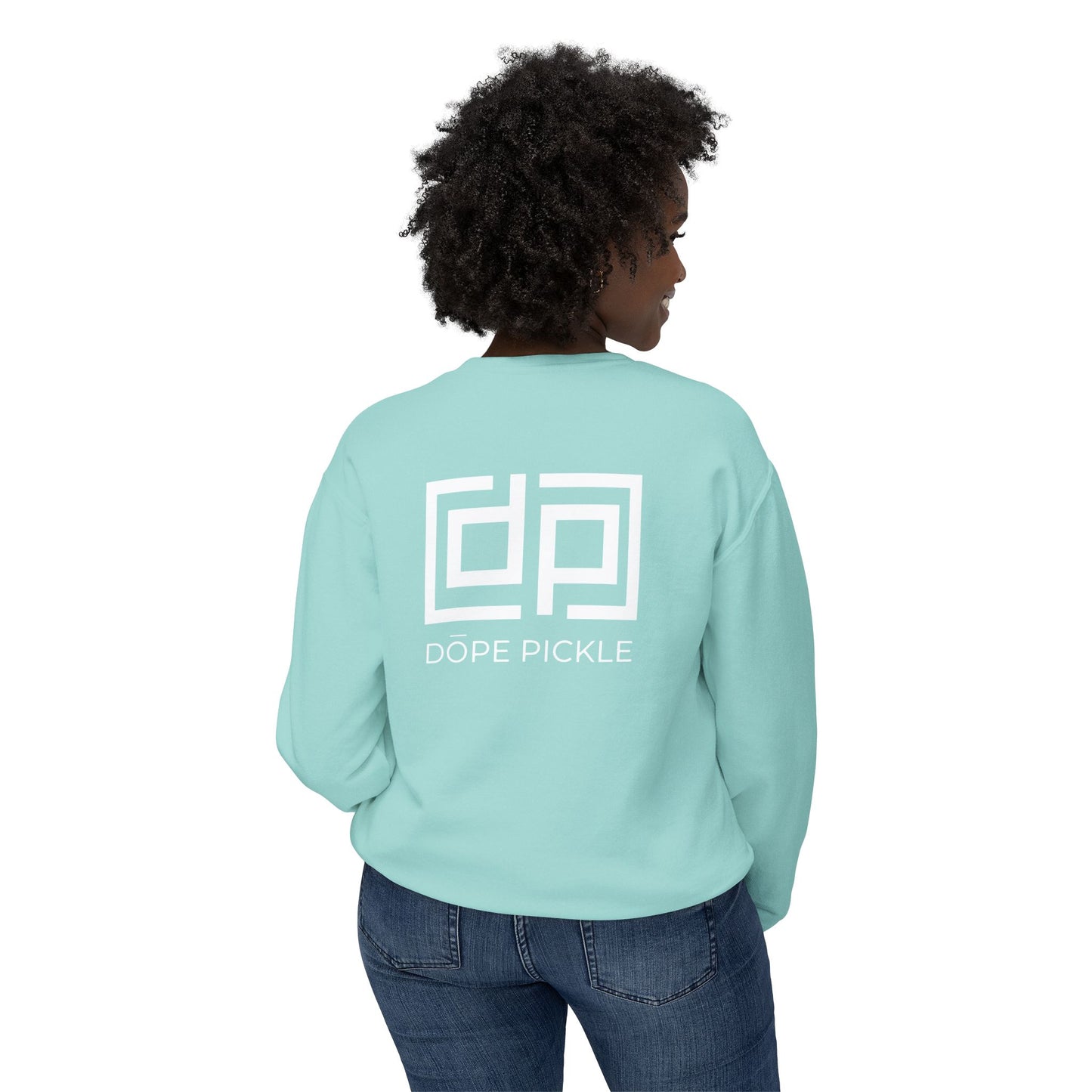 Dope Pickle Classic Logo (Black/White) Unisex Lightweight Crewneck Sweatshirt