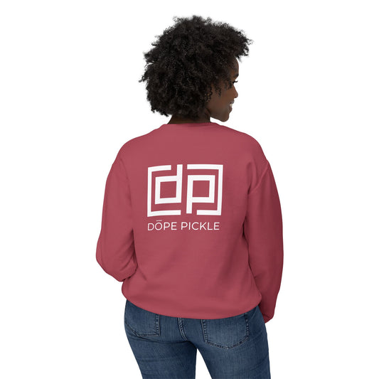 Dope Pickle Classic Logo (Black/White) Unisex Lightweight Crewneck Sweatshirt