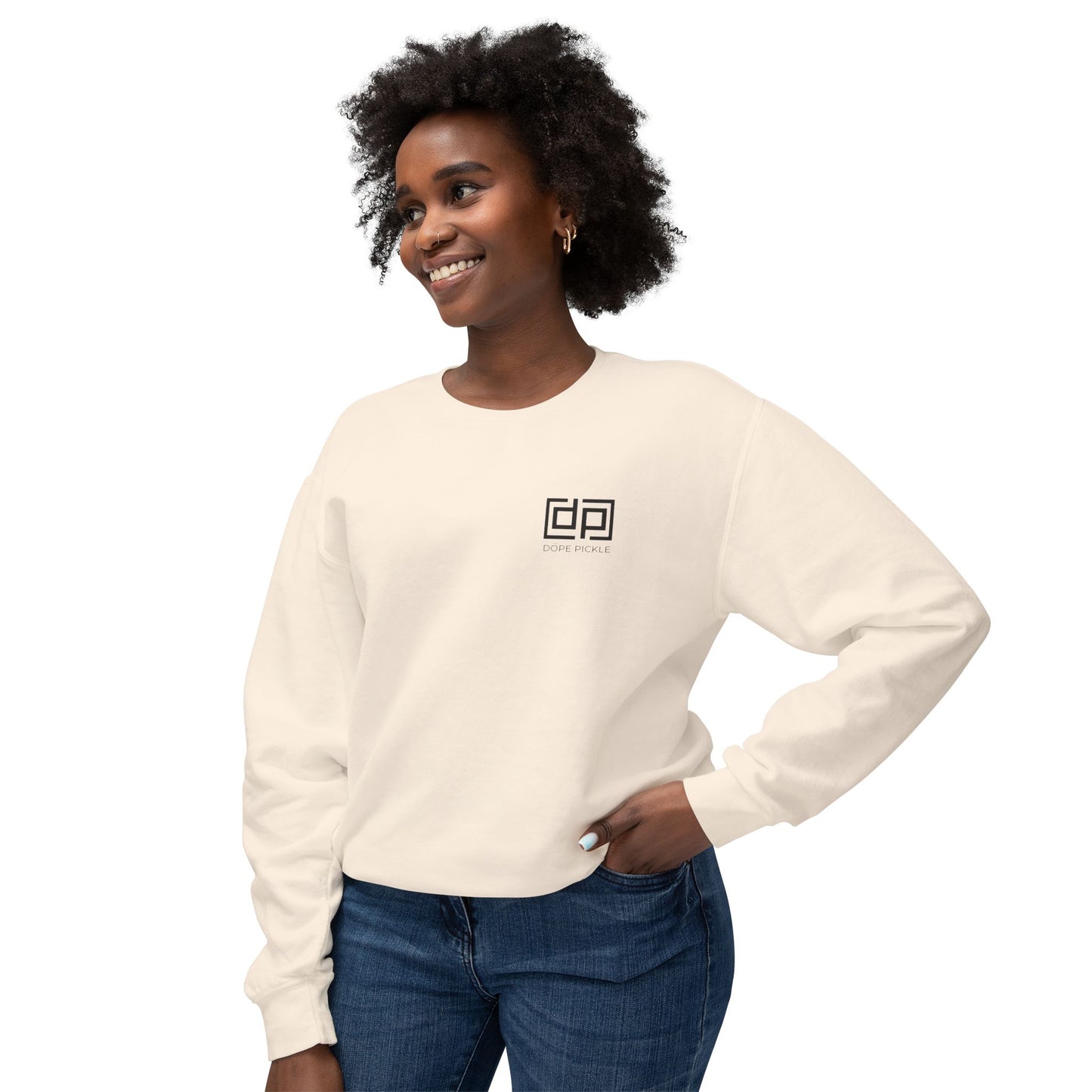 Dope Pickle Classic Logo (Black/White Font) Unisex Lightweight Crewneck Sweatshirt
