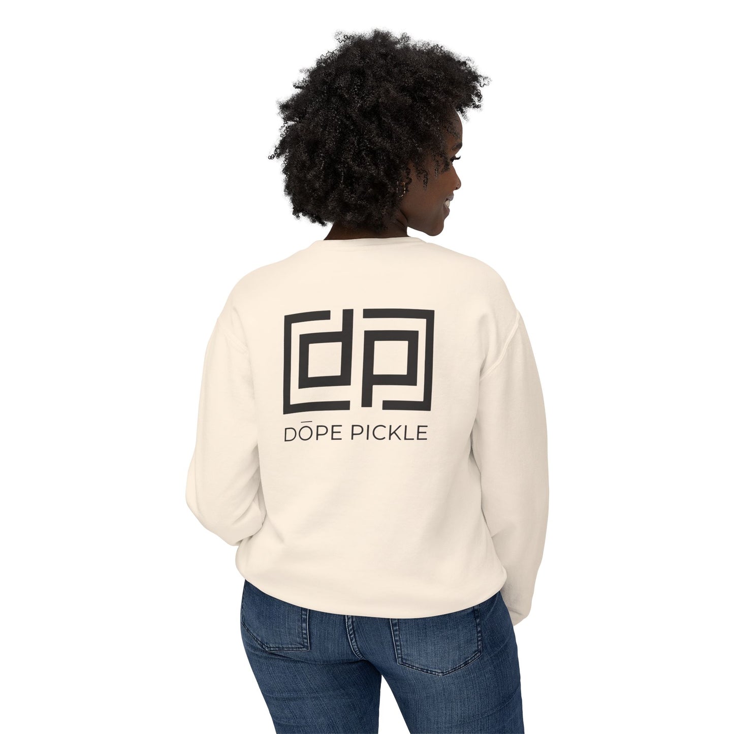 Dope Pickle Classic Logo (Black/White Font) Unisex Lightweight Crewneck Sweatshirt
