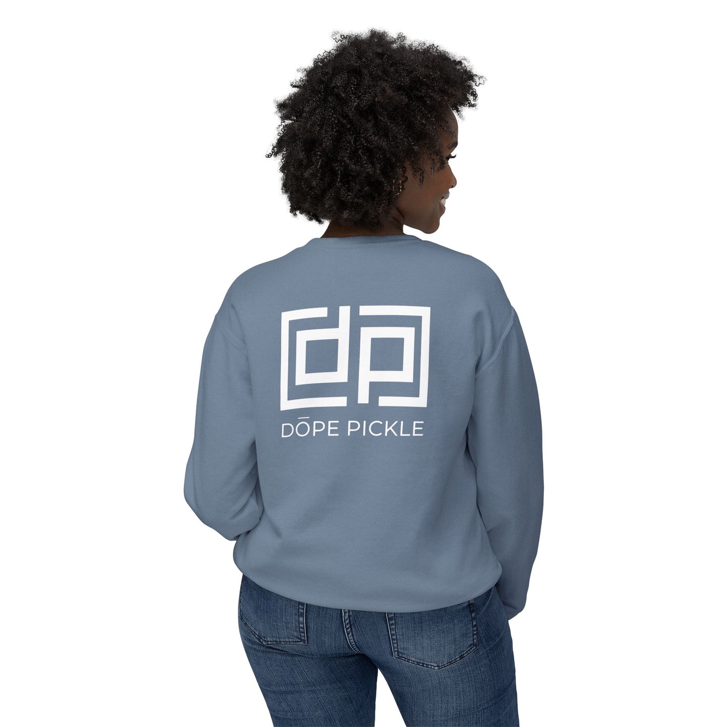 Dope Pickle Classic Logo (Black/White Font) Unisex Lightweight Crewneck Sweatshirt