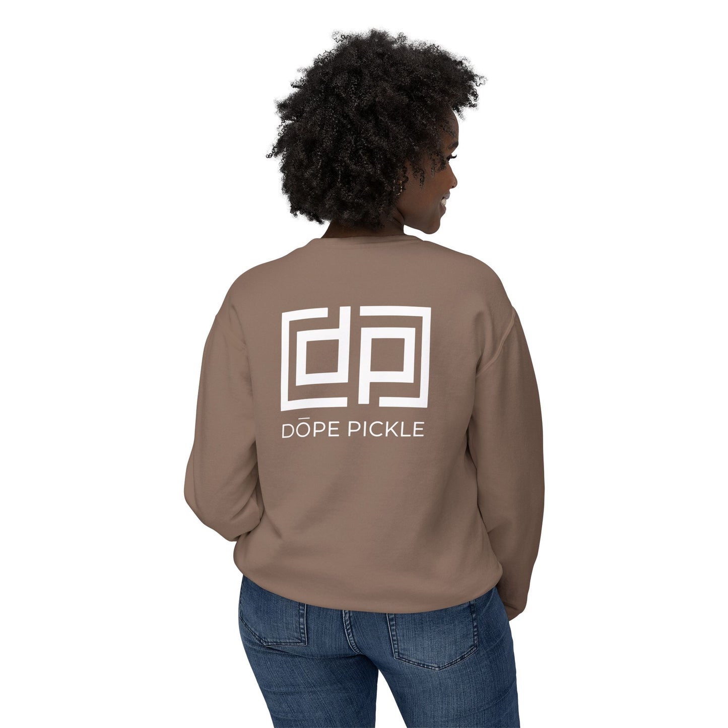 Dope Pickle Classic Logo (Black/White Font) Unisex Lightweight Crewneck Sweatshirt