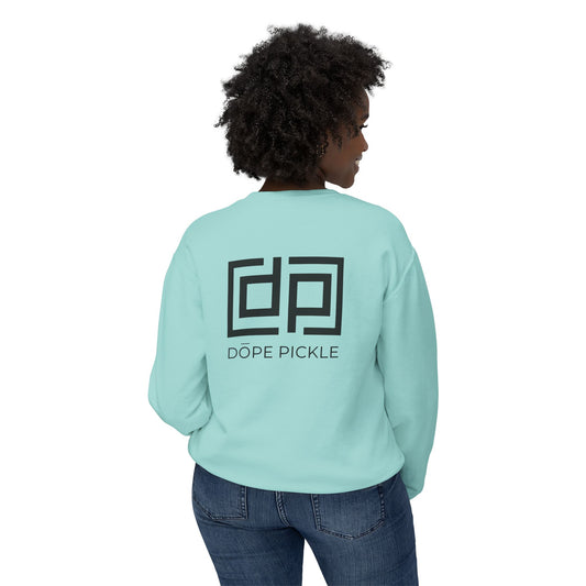 Dope Pickle Classic Logo (Black/White) Unisex Lightweight Crewneck Sweatshirt